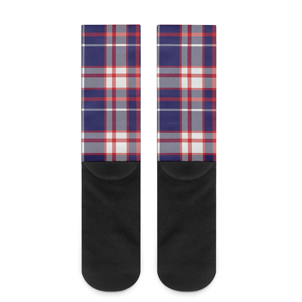 USA Patriotic Plaid Print Crew Socks