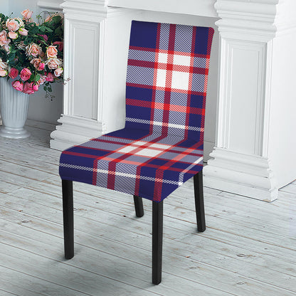 USA Patriotic Plaid Print Dining Chair Slipcover
