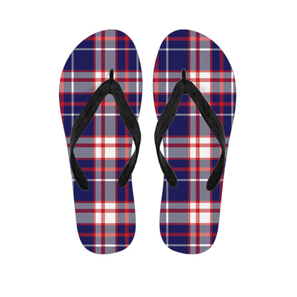 USA Patriotic Plaid Print Flip Flops