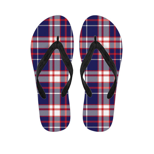 USA Patriotic Plaid Print Flip Flops