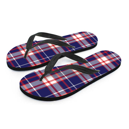 USA Patriotic Plaid Print Flip Flops