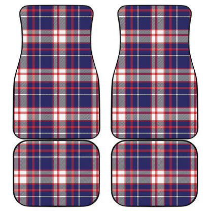 USA Patriotic Plaid Print Front and Back Car Floor Mats
