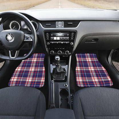 USA Patriotic Plaid Print Front and Back Car Floor Mats