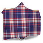 USA Patriotic Plaid Print Hooded Blanket