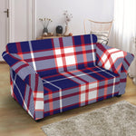 USA Patriotic Plaid Print Loveseat Slipcover