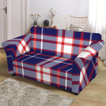 USA Patriotic Plaid Print Loveseat Slipcover