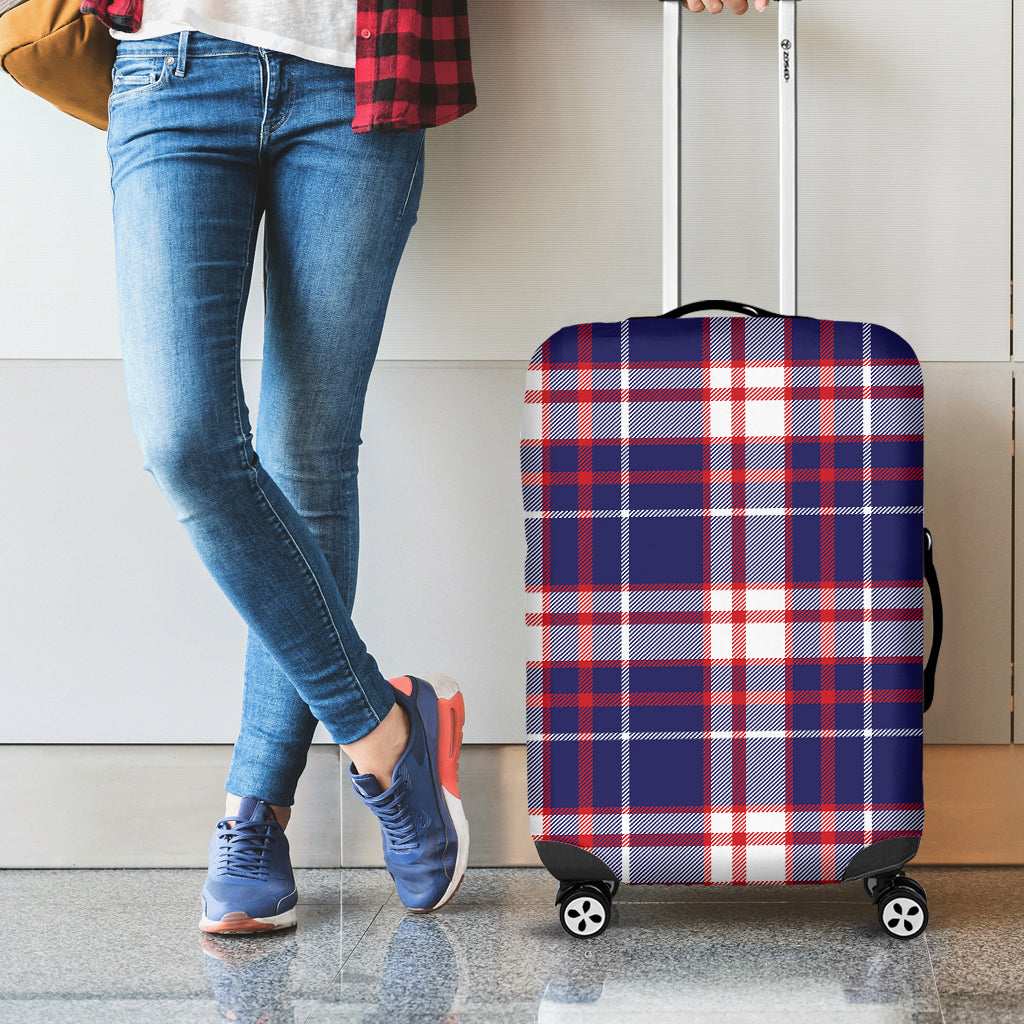 USA Patriotic Plaid Print Luggage Cover