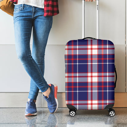 USA Patriotic Plaid Print Luggage Cover