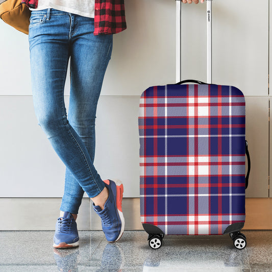 USA Patriotic Plaid Print Luggage Cover