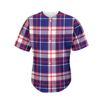 USA Patriotic Plaid Print Men's Baseball Jersey