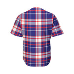 USA Patriotic Plaid Print Men's Baseball Jersey