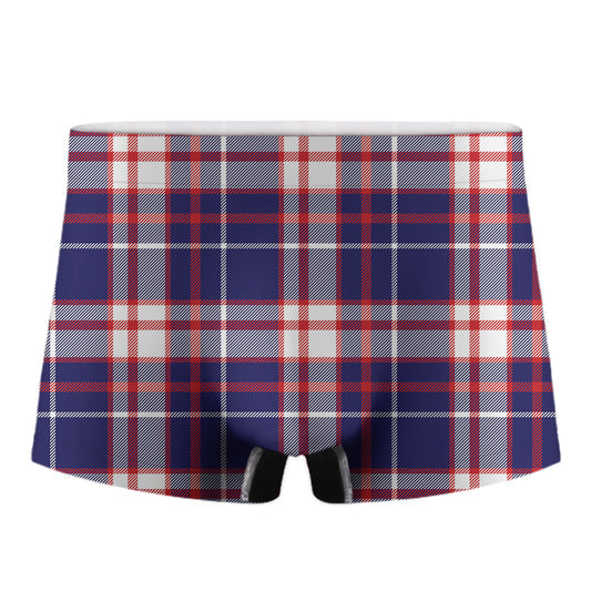 USA Patriotic Plaid Print Men's Boxer Briefs
