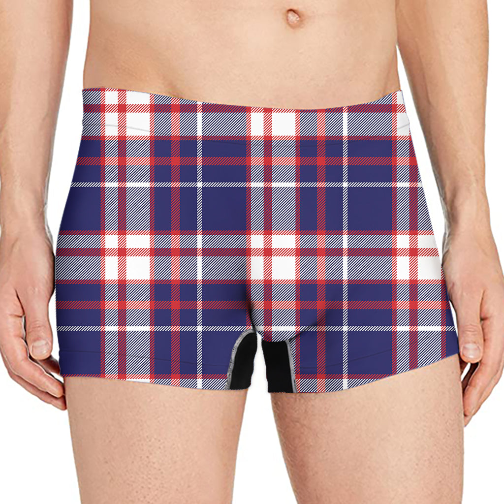 USA Patriotic Plaid Print Men's Boxer Briefs