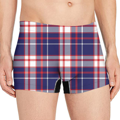 USA Patriotic Plaid Print Men's Boxer Briefs