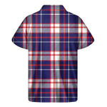 USA Patriotic Plaid Print Men's Short Sleeve Shirt