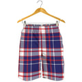 USA Patriotic Plaid Print Men's Shorts