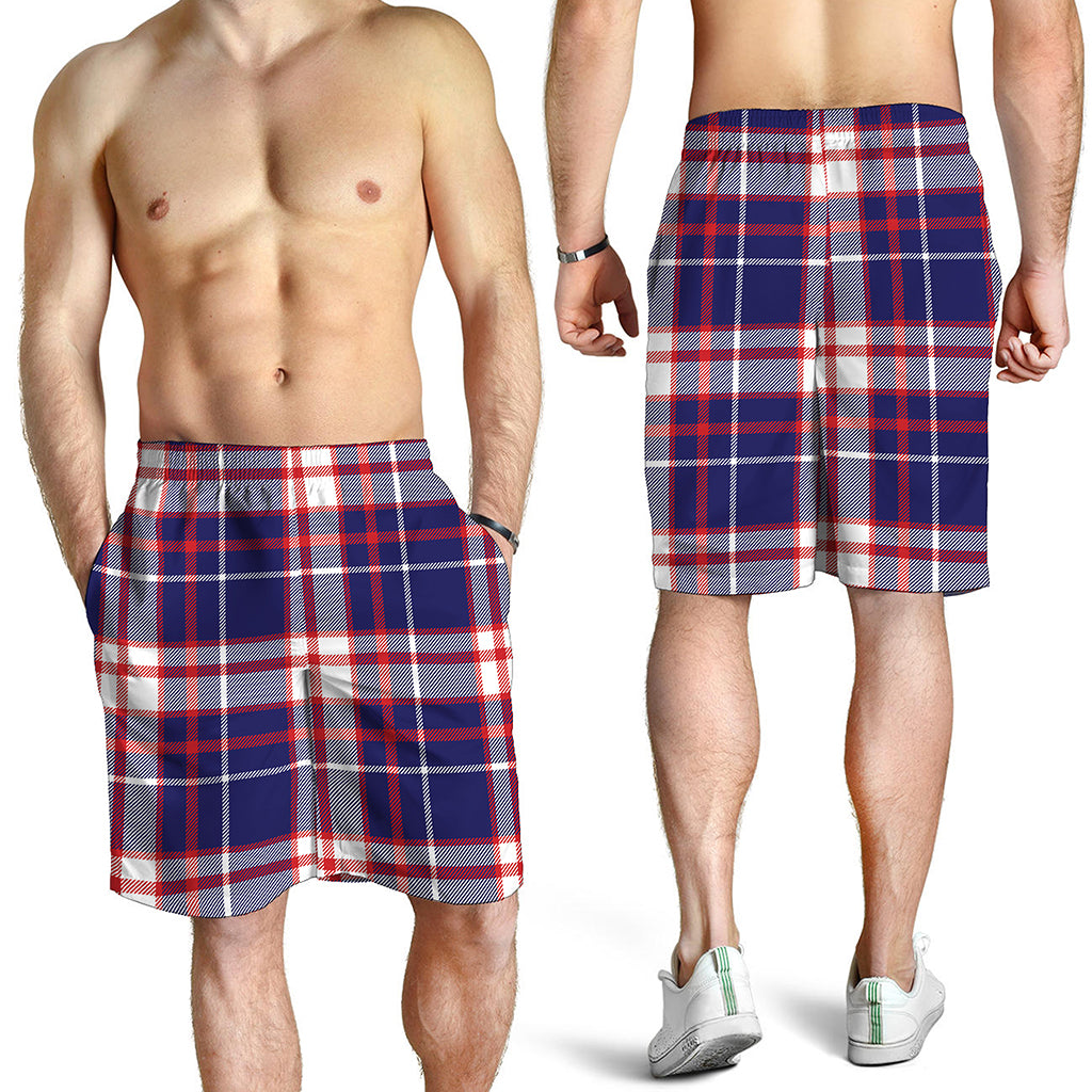 USA Patriotic Plaid Print Men's Shorts