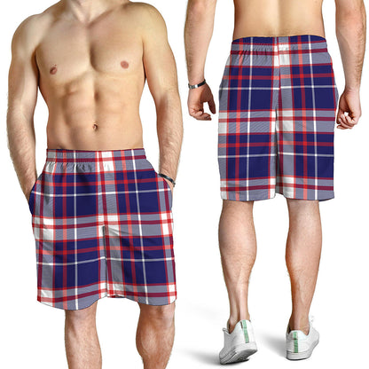 USA Patriotic Plaid Print Men's Shorts