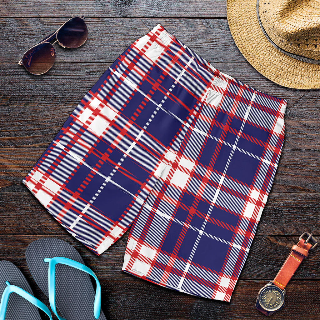USA Patriotic Plaid Print Men's Shorts