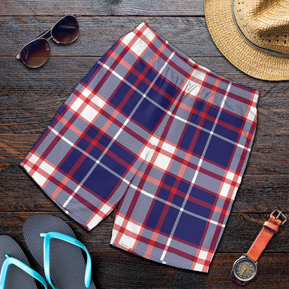 USA Patriotic Plaid Print Men's Shorts
