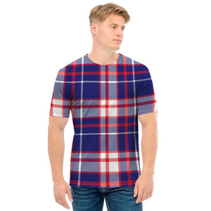 USA Patriotic Plaid Print Men's T-Shirt