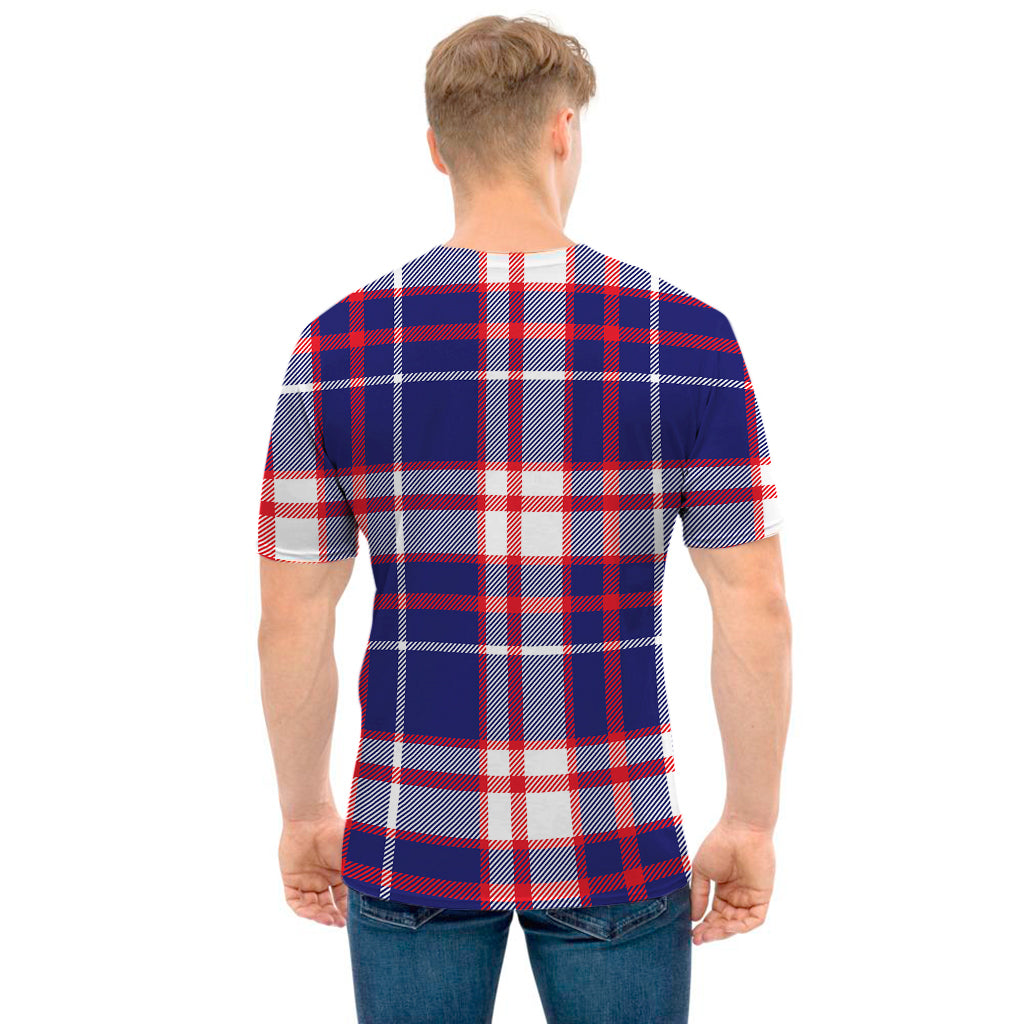 USA Patriotic Plaid Print Men's T-Shirt