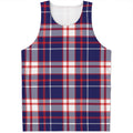 USA Patriotic Plaid Print Men's Tank Top