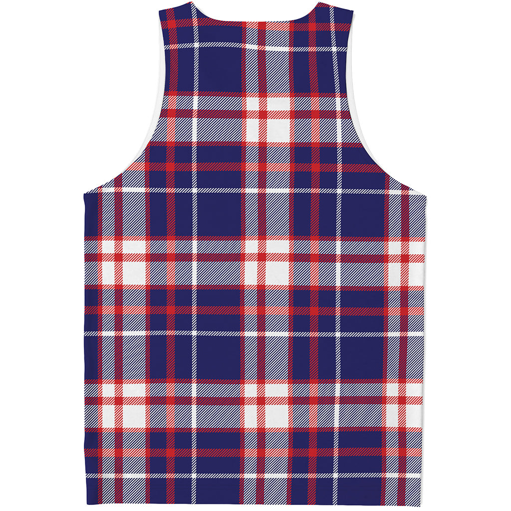 USA Patriotic Plaid Print Men's Tank Top