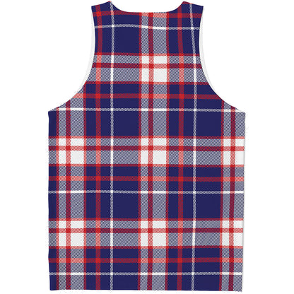 USA Patriotic Plaid Print Men's Tank Top