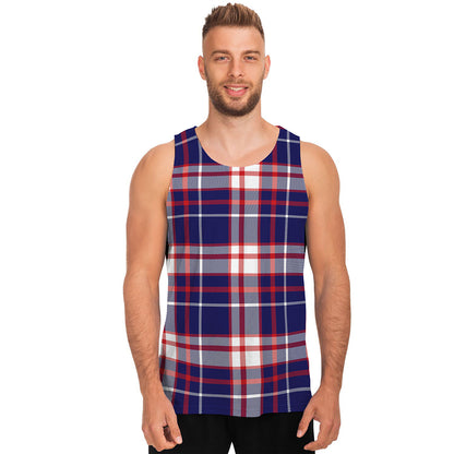 USA Patriotic Plaid Print Men's Tank Top