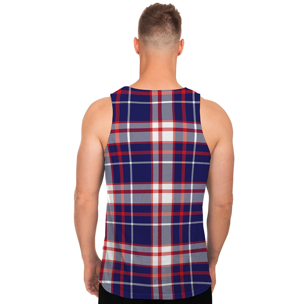 USA Patriotic Plaid Print Men's Tank Top
