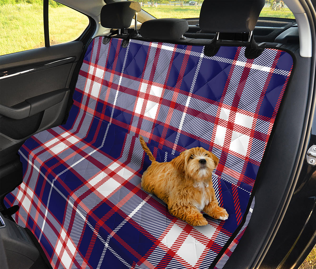 USA Patriotic Plaid Print Pet Car Back Seat Cover