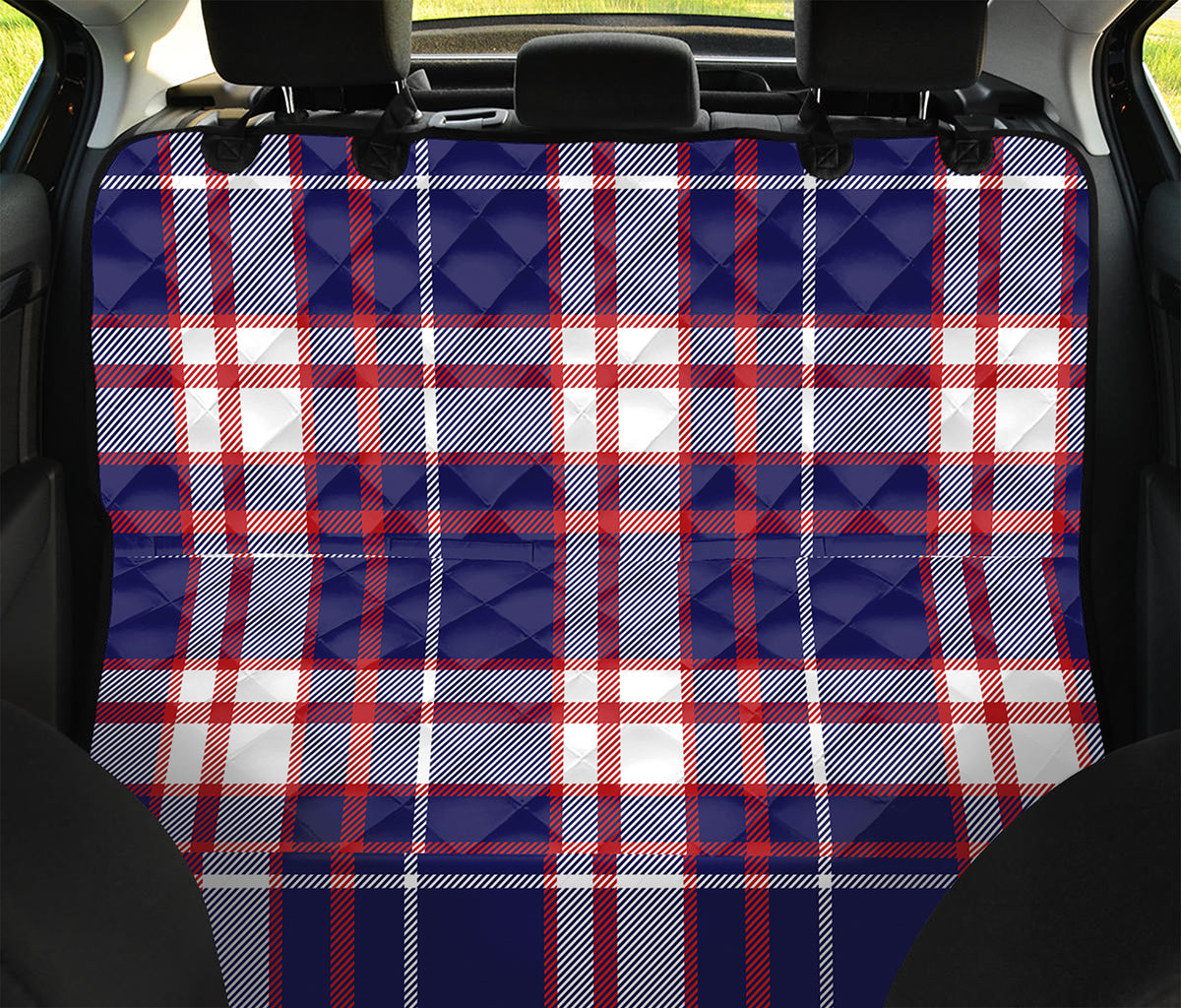 USA Patriotic Plaid Print Pet Car Back Seat Cover