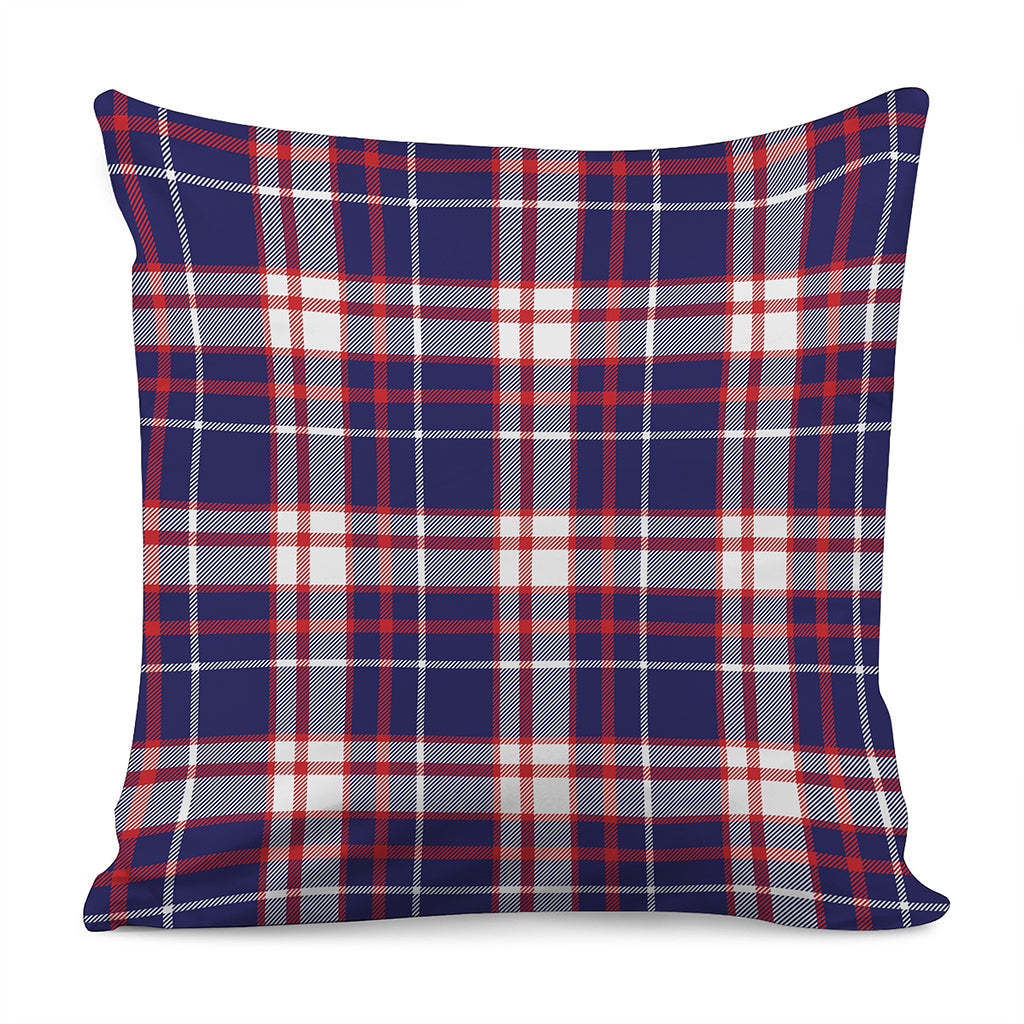 USA Patriotic Plaid Print Pillow Cover