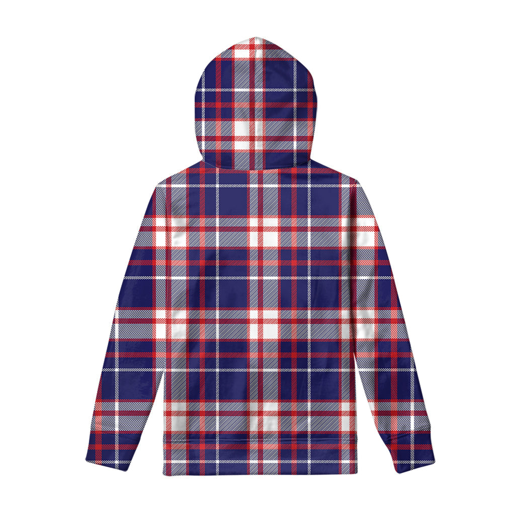 USA Patriotic Plaid Print Pullover Hoodie