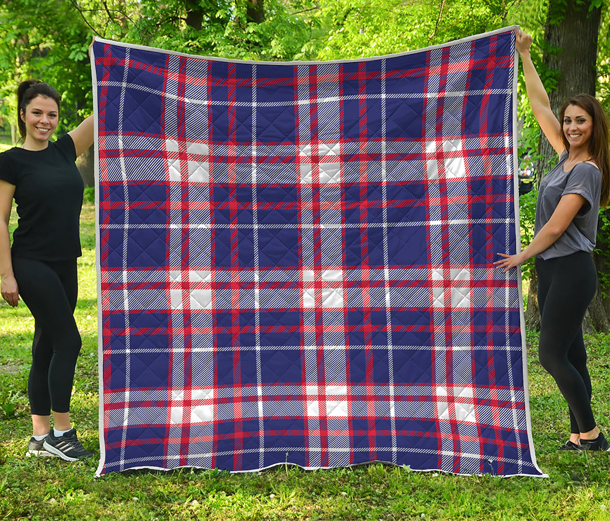 USA Patriotic Plaid Print Quilt