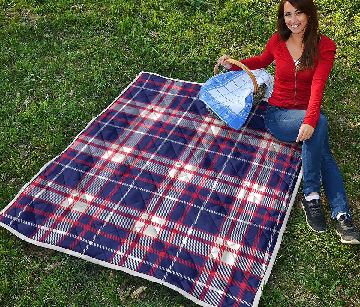 USA Patriotic Plaid Print Quilt