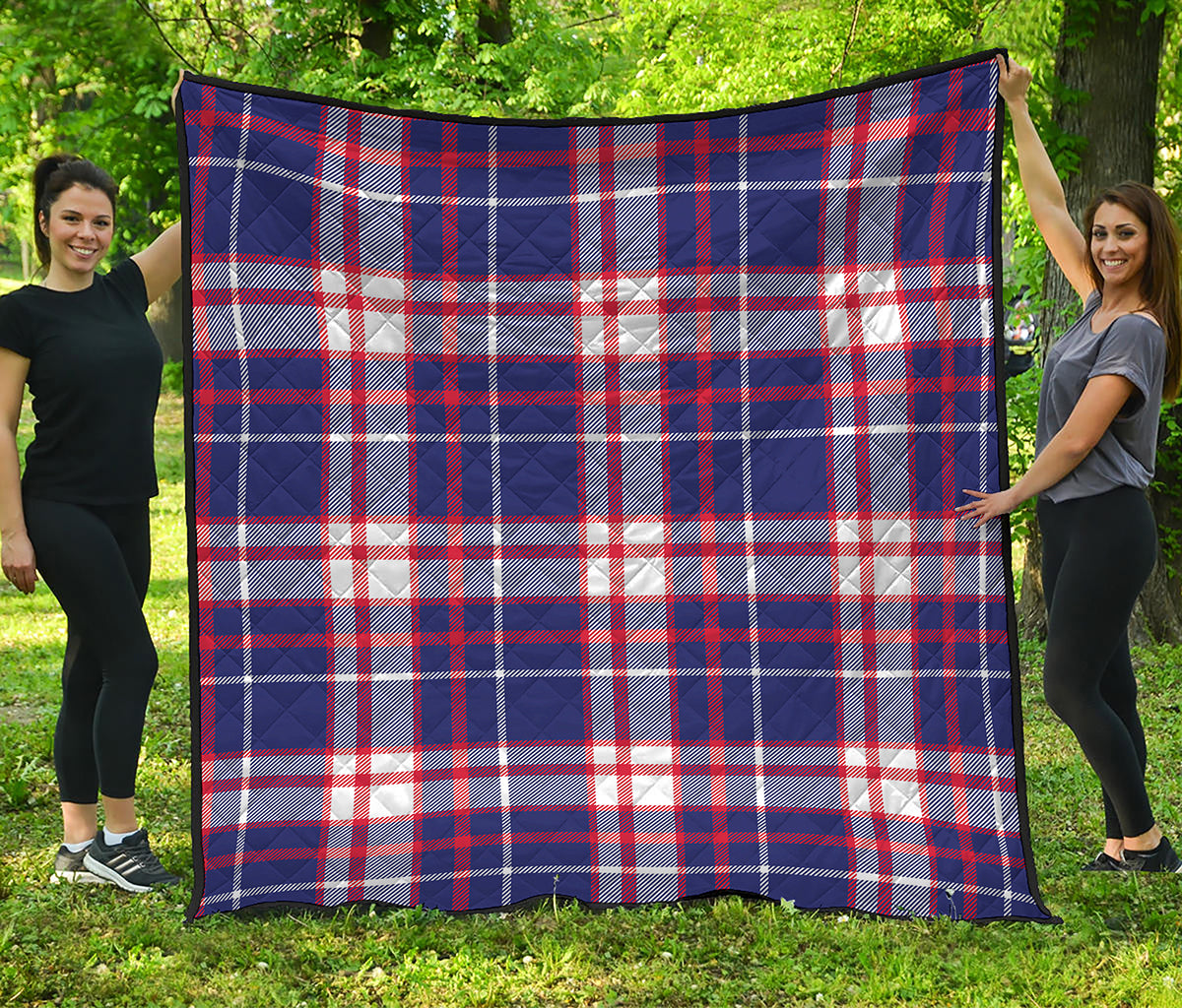 USA Patriotic Plaid Print Quilt