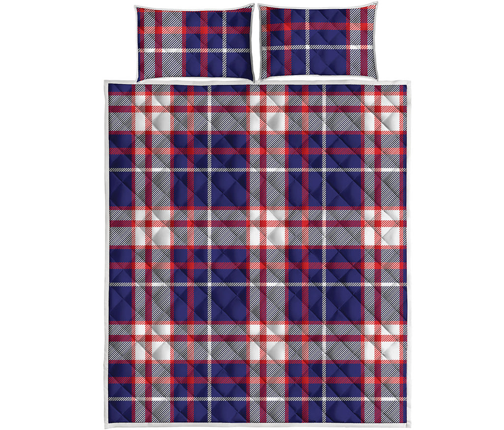 USA Patriotic Plaid Print Quilt Bed Set