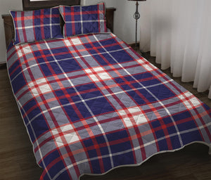 USA Patriotic Plaid Print Quilt Bed Set