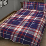 USA Patriotic Plaid Print Quilt Bed Set