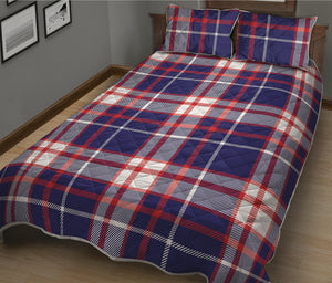 USA Patriotic Plaid Print Quilt Bed Set