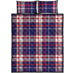 USA Patriotic Plaid Print Quilt Bed Set