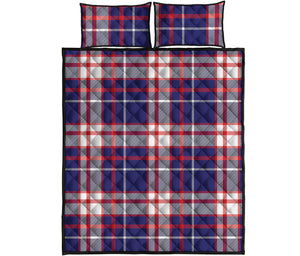 USA Patriotic Plaid Print Quilt Bed Set