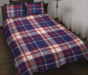 USA Patriotic Plaid Print Quilt Bed Set