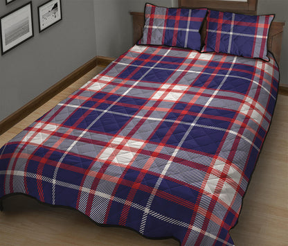USA Patriotic Plaid Print Quilt Bed Set