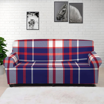 USA Patriotic Plaid Print Sofa Cover