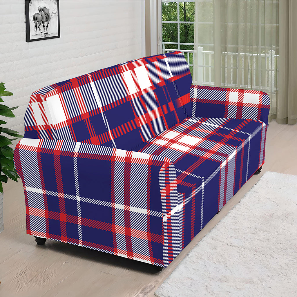 USA Patriotic Plaid Print Sofa Cover