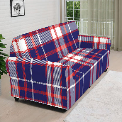 USA Patriotic Plaid Print Sofa Cover