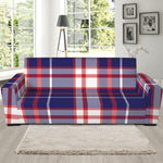 USA Patriotic Plaid Print Sofa Slipcover